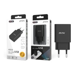 ADAPTADOR DE CARGA CON 1 USB 2.4A MTK NEGRO ADAPTADOR DE CARGA CON 1 USB 2.4A MTK NEGRO